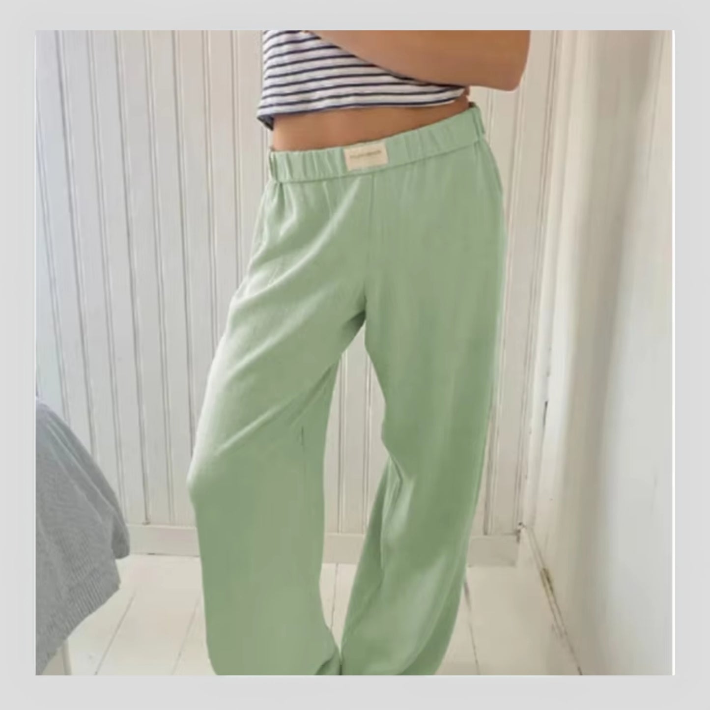 Pantalon Large à Rayures Femme - Taille Élastique