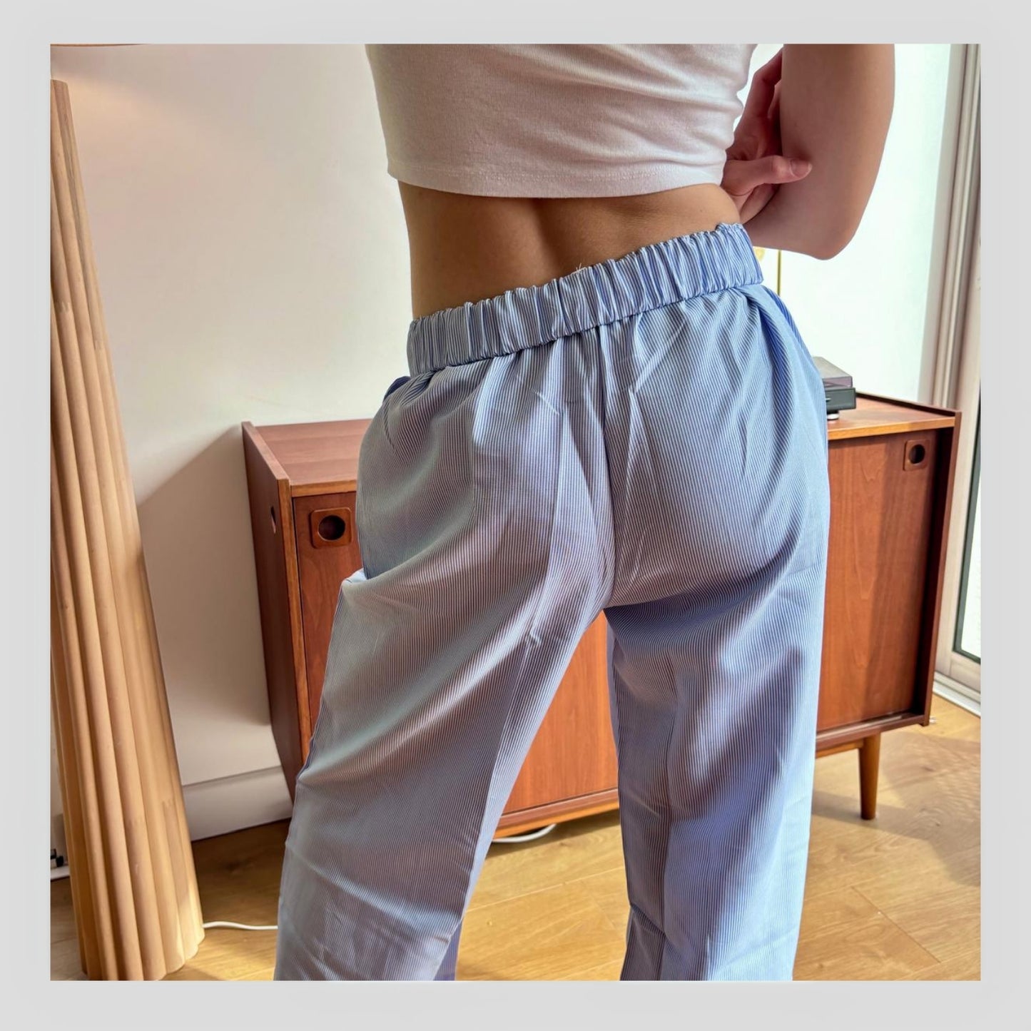 Pantalon Large à Rayures Femme - Taille Élastique