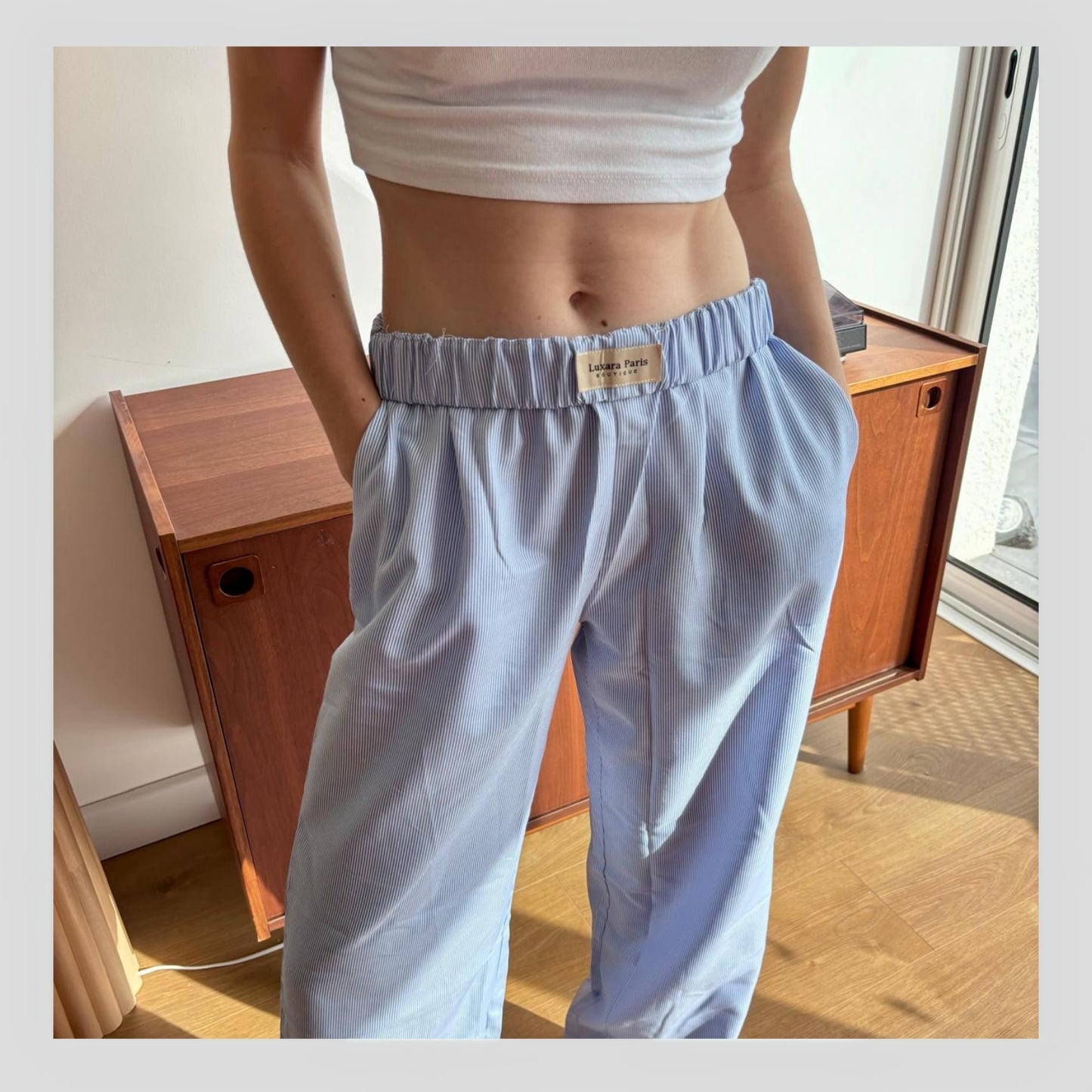 Pantalon Large à Rayures Femme - Taille Élastique