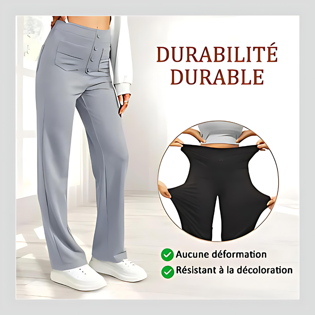 Pantalon décontracté à jambe droite et taille haute Quebecelle™