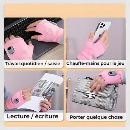 Gants Chauffants Intelligents sans Doigts à Température Régulée