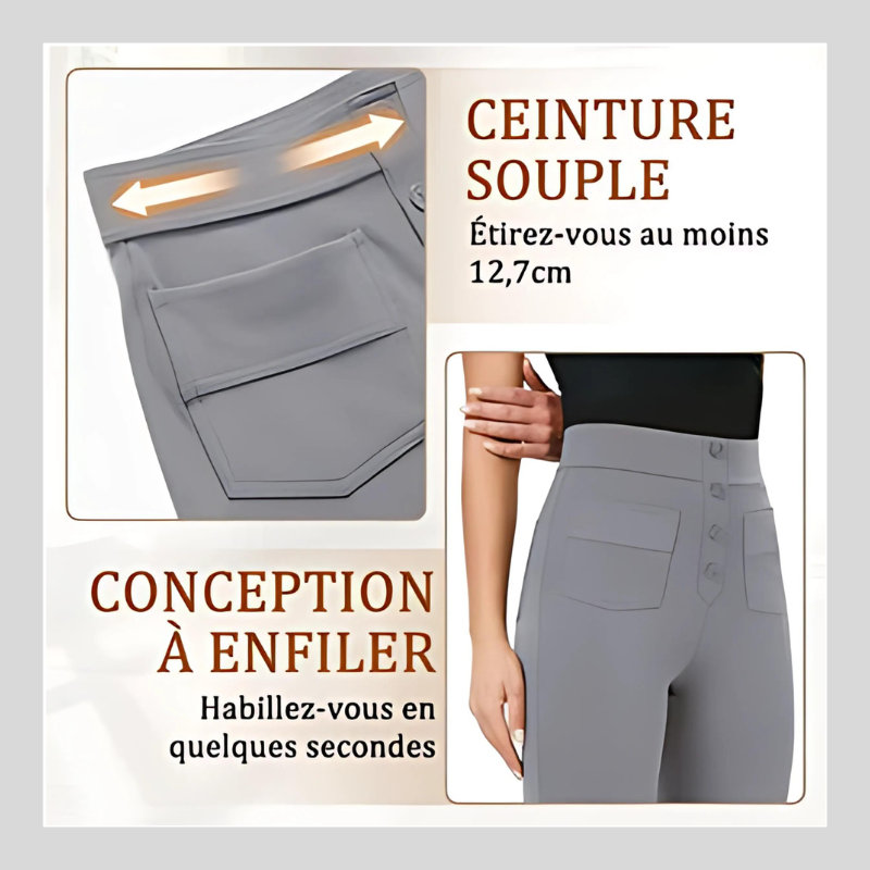 Pantalon décontracté à jambe droite et taille haute Quebecelle™